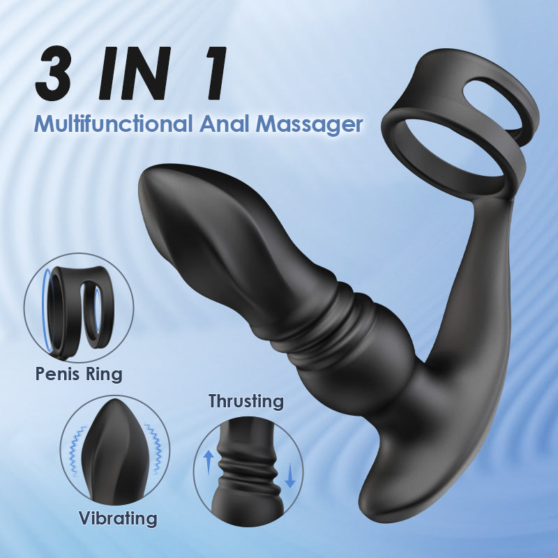 THOR Thrusting Prostate Massager with Double Cock Rings